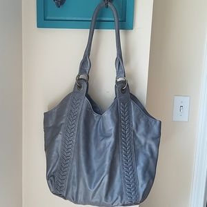 Large Gray Black Poppy Tote